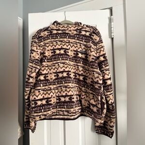 Columbia Cream, Brown and Pink Patterned Fleece Pullover